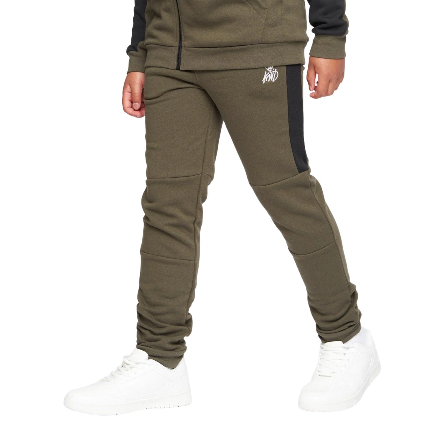 Khaki Green-Black - Close up - Kings Will Dream Boys Merton Full Zip Hoodie And Joggers Set
