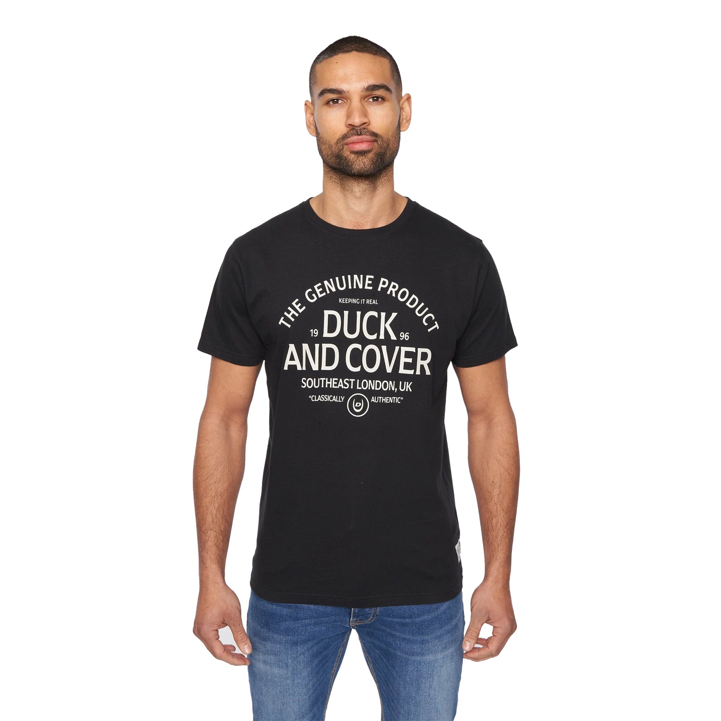 Black - Front - Duck and Cover Mens Kaylum T-Shirt