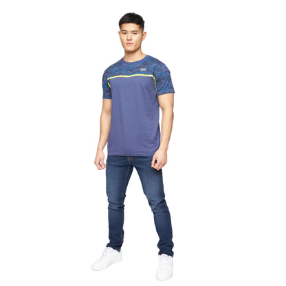Denim Blue - Side - Crosshatch Mens Brightling Camo T-Shirt