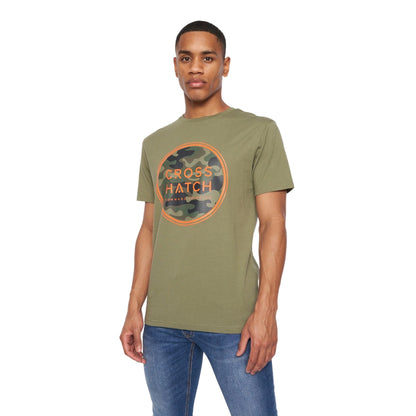 Olive - Front - Crosshatch Mens T-Shirt