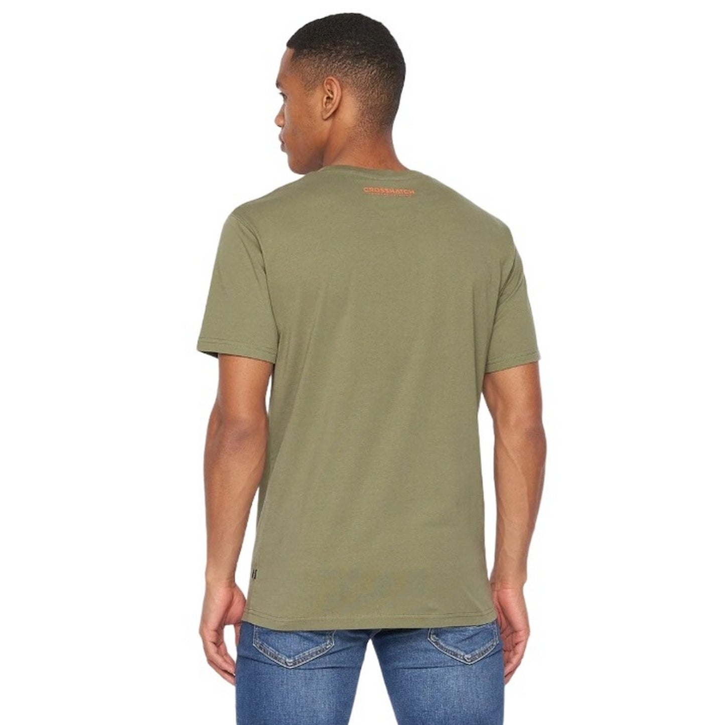 Olive - Back - Crosshatch Mens T-Shirt