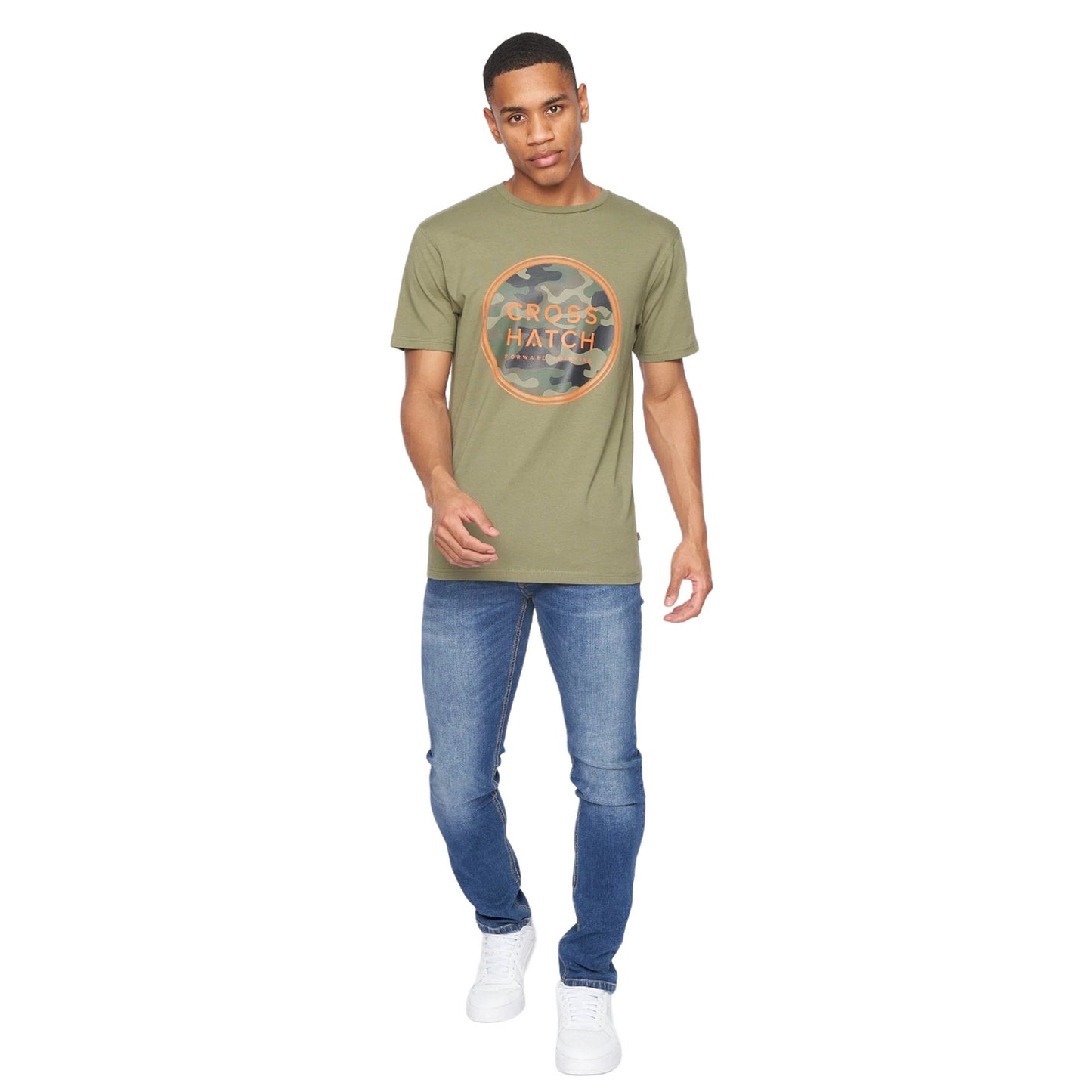 Olive - Side - Crosshatch Mens T-Shirt