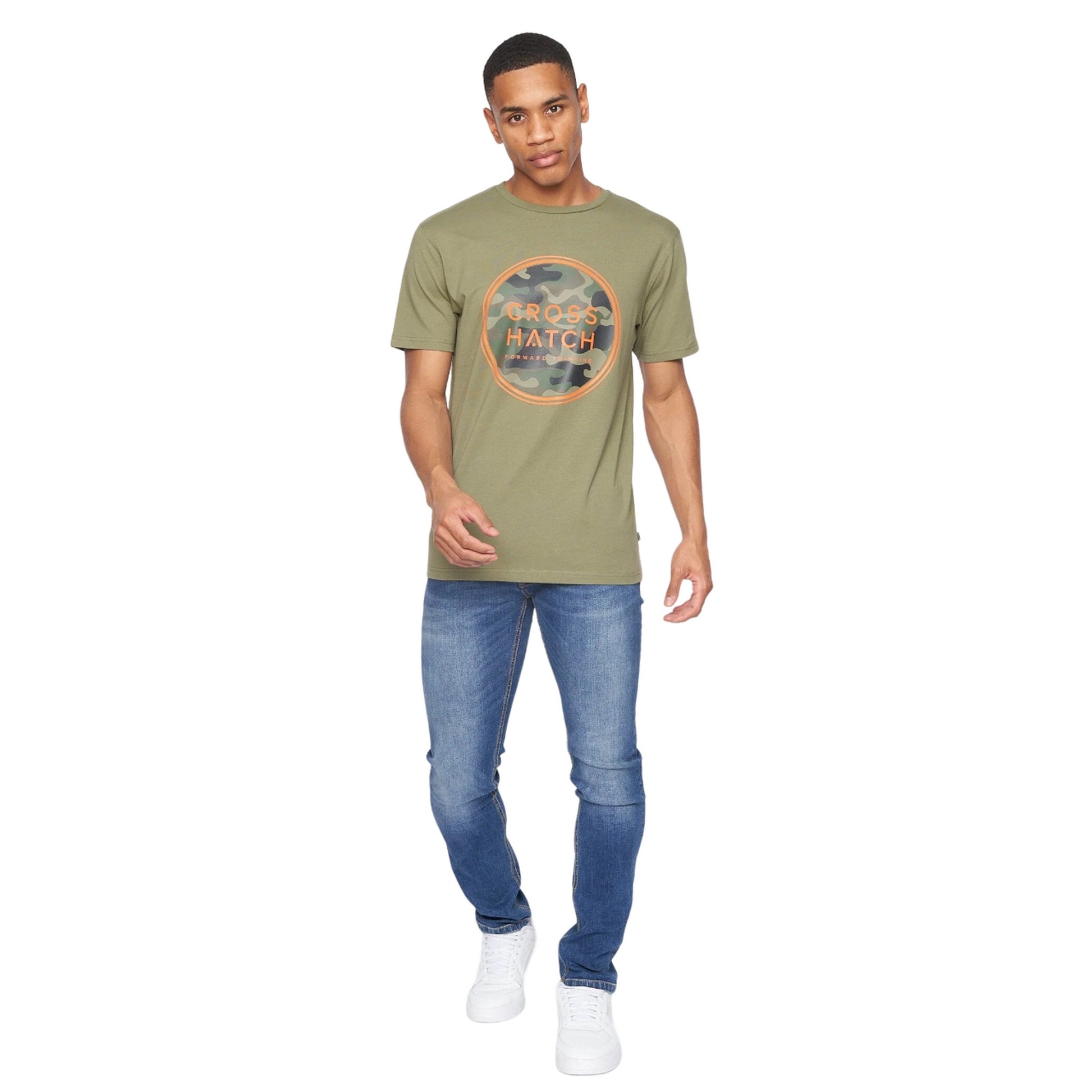 Olive - Side - Crosshatch Mens T-Shirt