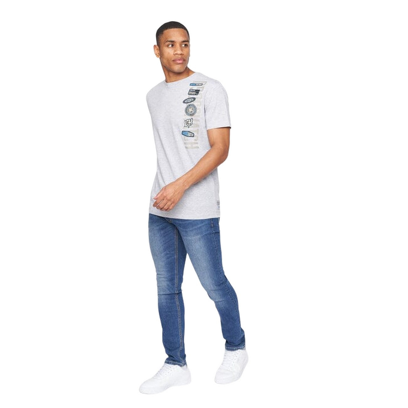 Light Grey Marl - Side - Crosshatch Mens Pepperhill T-Shirt