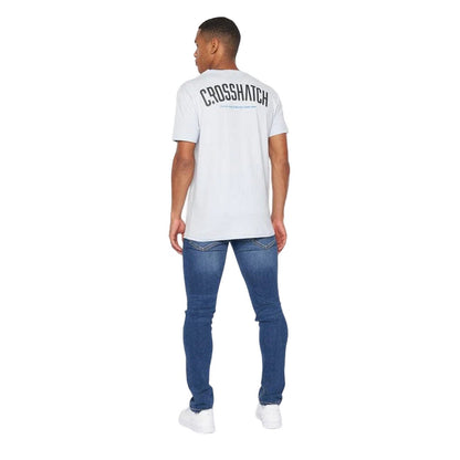 Light Blue - Back - Crosshatch Mens Cronstand Logo T-Shirt