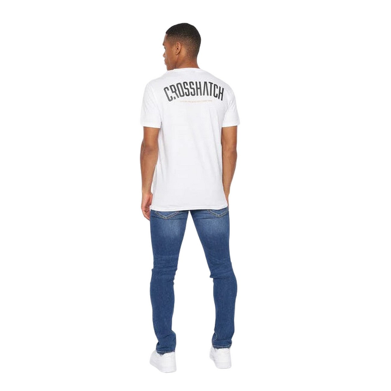White - Back - Crosshatch Mens Cronstand Logo T-Shirt