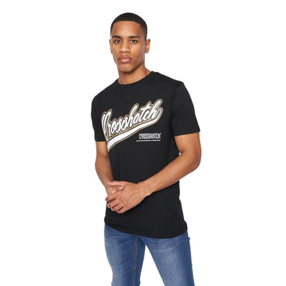 Black - Front - Crosshatch Mens Cronstand Logo T-Shirt