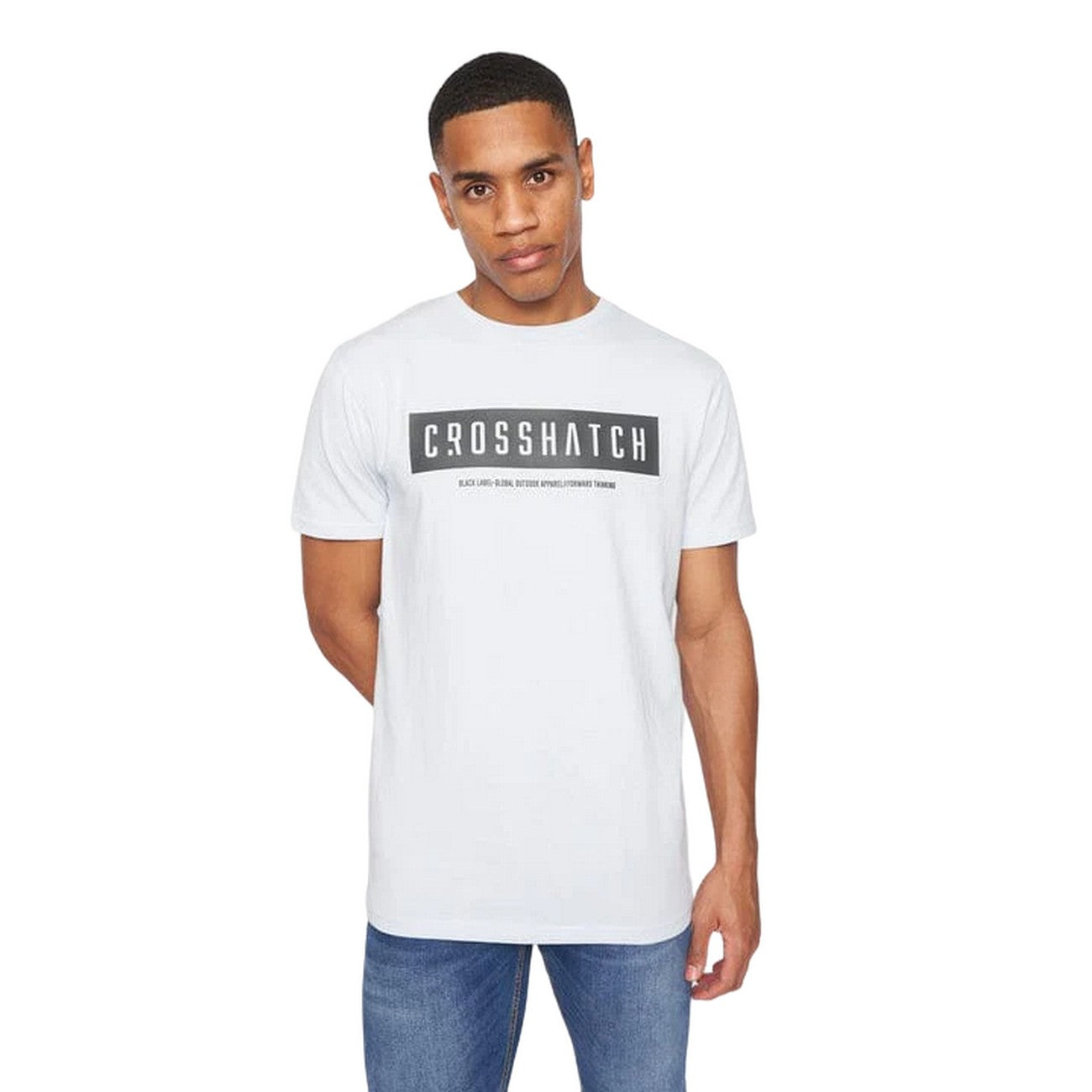 Light Blue - Front - Crosshatch Mens Selworthy Logo T-Shirt