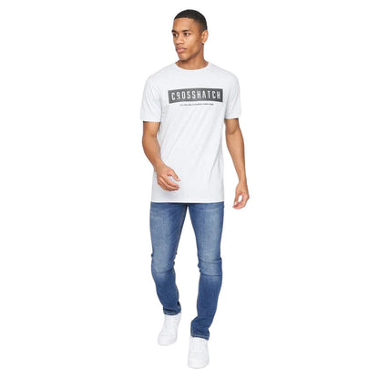 Light Blue - Side - Crosshatch Mens Selworthy Logo T-Shirt