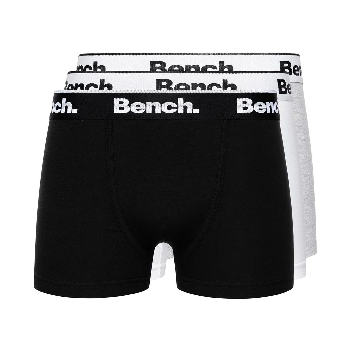 Black-Grey-White - Side - Bench Mens Loyal Boxer Shorts (Pack of 3)