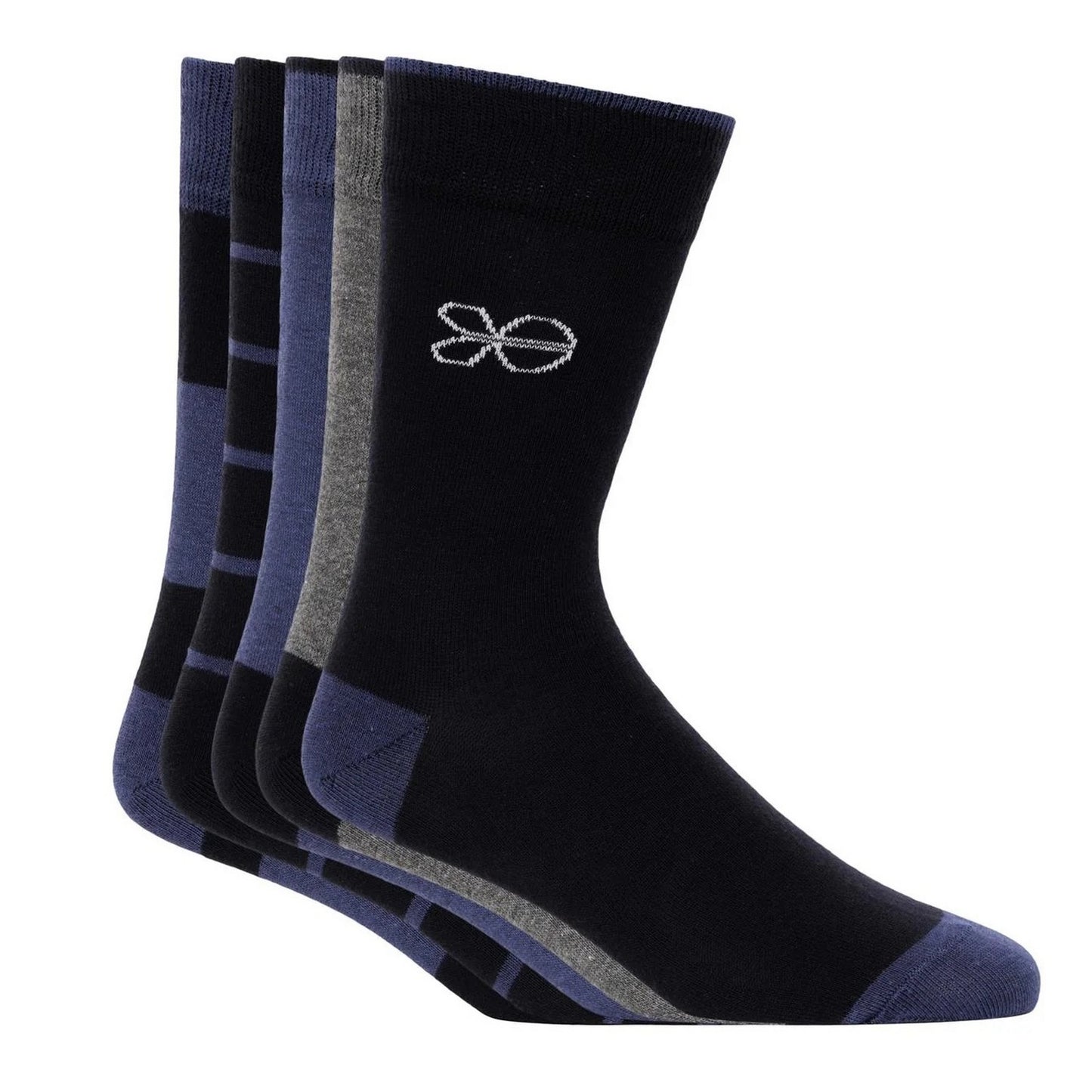 Blue - Back - Crosshatch Mens Milato Socks (Pack of 5)