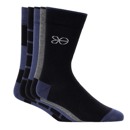 Blue - Back - Crosshatch Mens Milato Socks (Pack of 5)