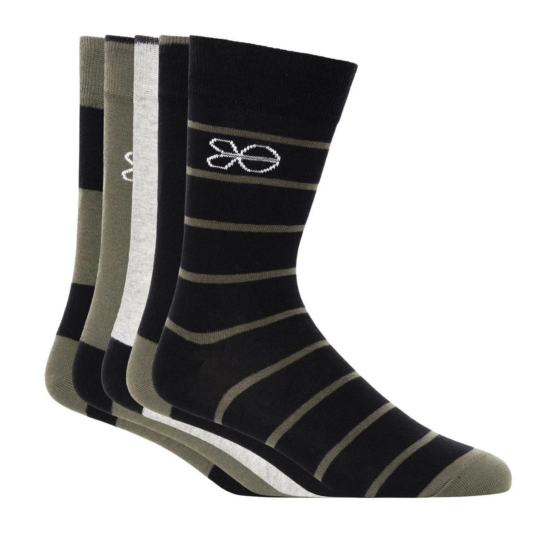 Olive - Back - Crosshatch Mens Milato Socks (Pack of 5)