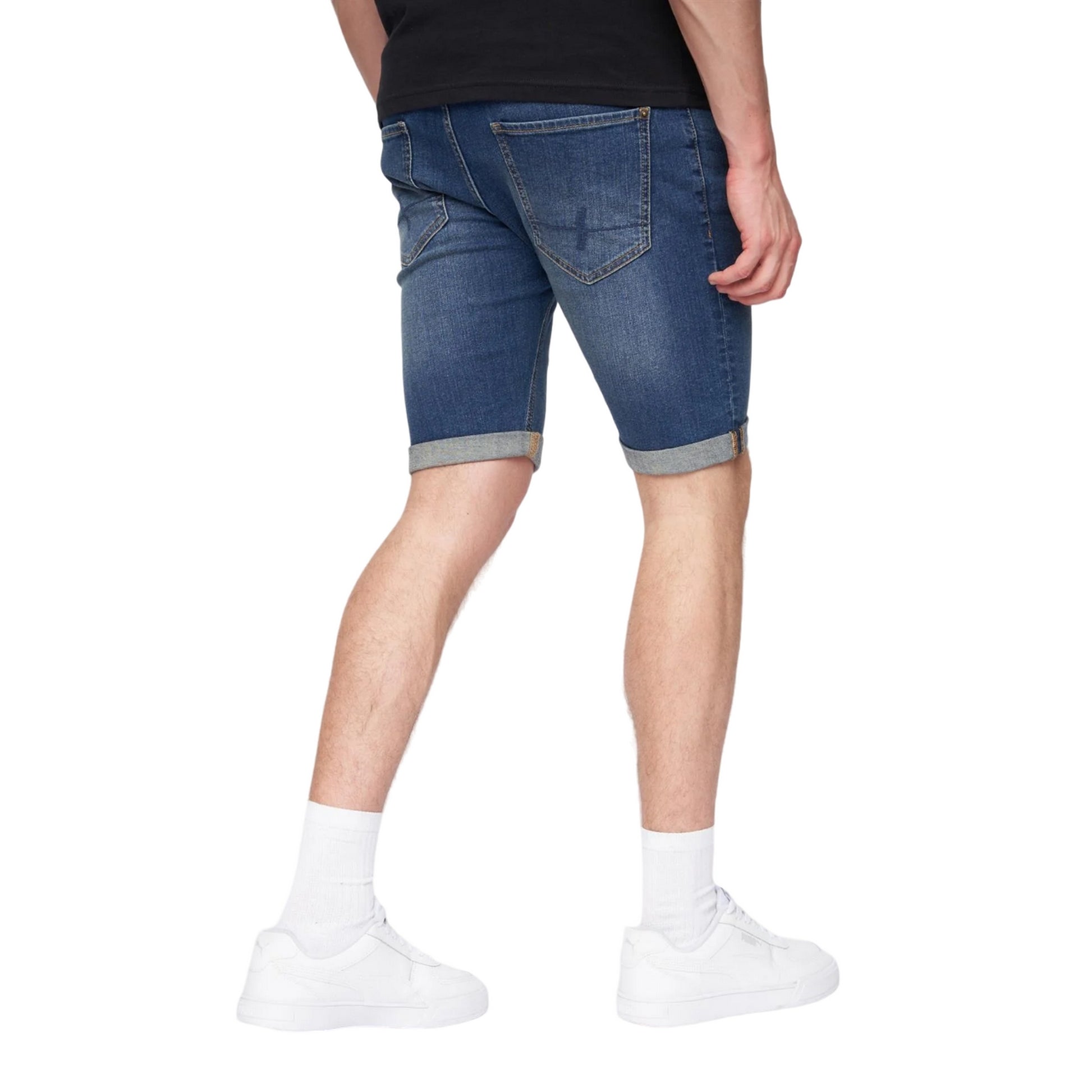 Stone Wash - Back - Henleys Mens Flex Denim Shorts