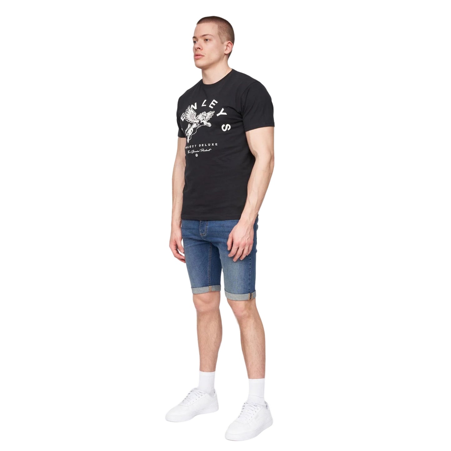 Stone Wash - Side - Henleys Mens Flex Denim Shorts