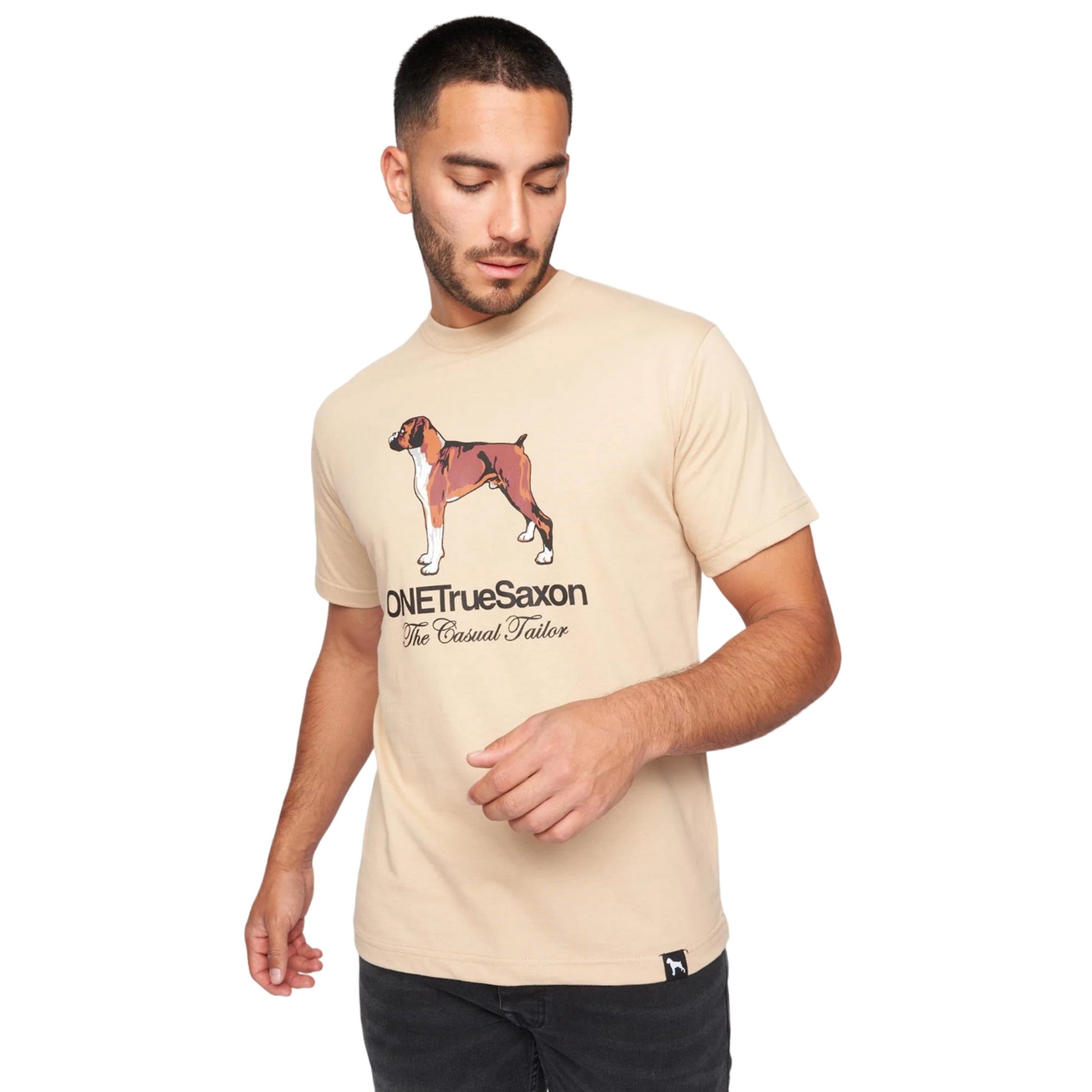 Sand - Front - One True Saxon Mens Dawg T-Shirt
