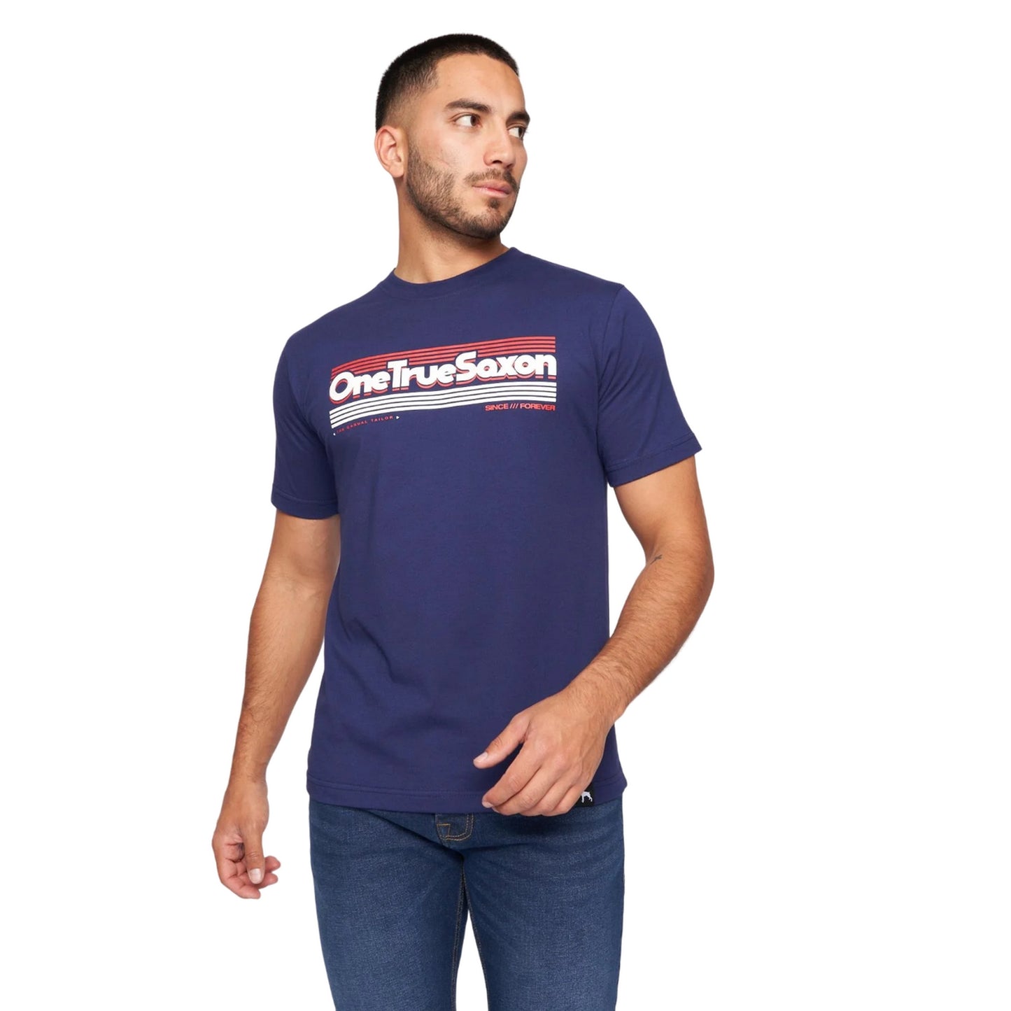 Navy - Front - One True Saxon Mens Forever T-Shirt