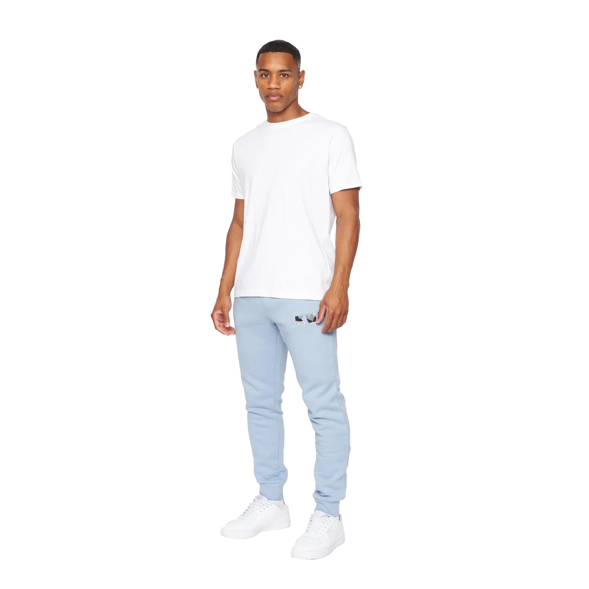 Dusty Blue-Grey-White - Side - Kings Will Dream Mens Fracture Jogging Bottoms