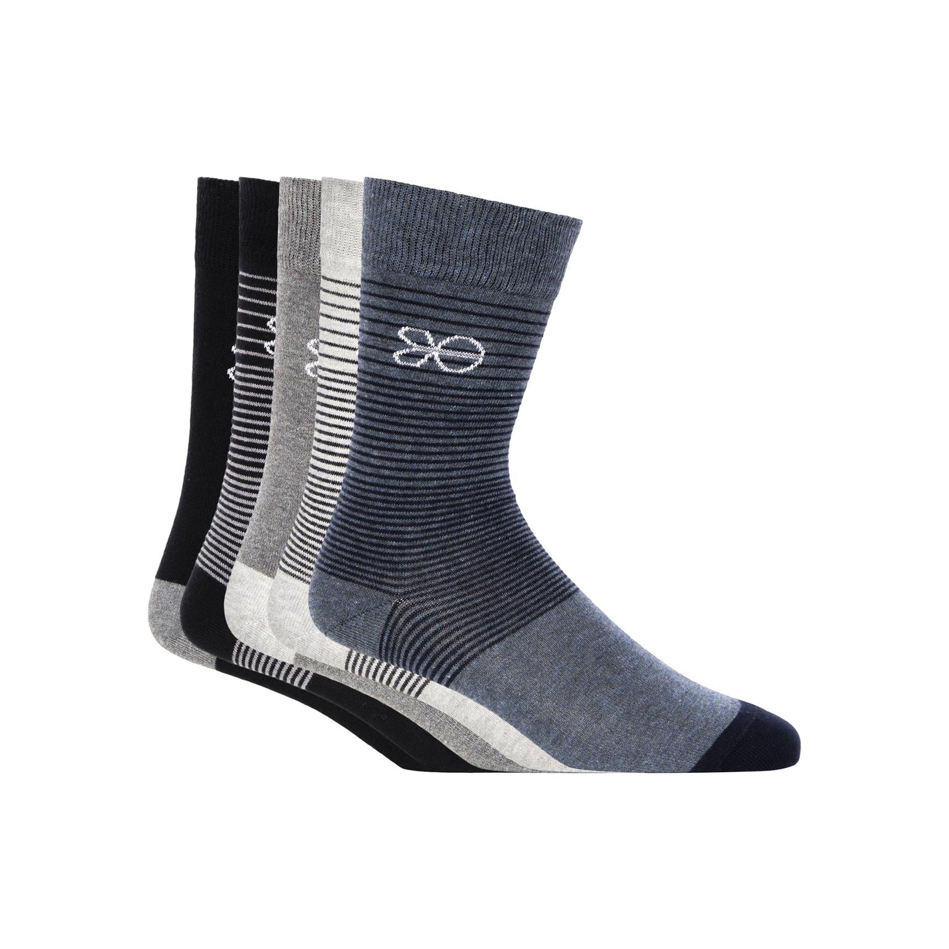 Multicoloured - Front - Crosshatch Mens Dupez Logo Crew Socks (Pack of 5)