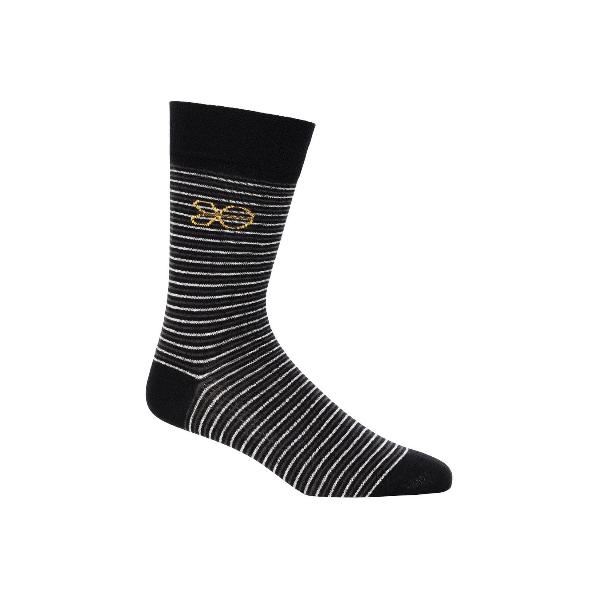 Black - Back - Crosshatch Mens Regaline Crew Socks (Pack of 5)