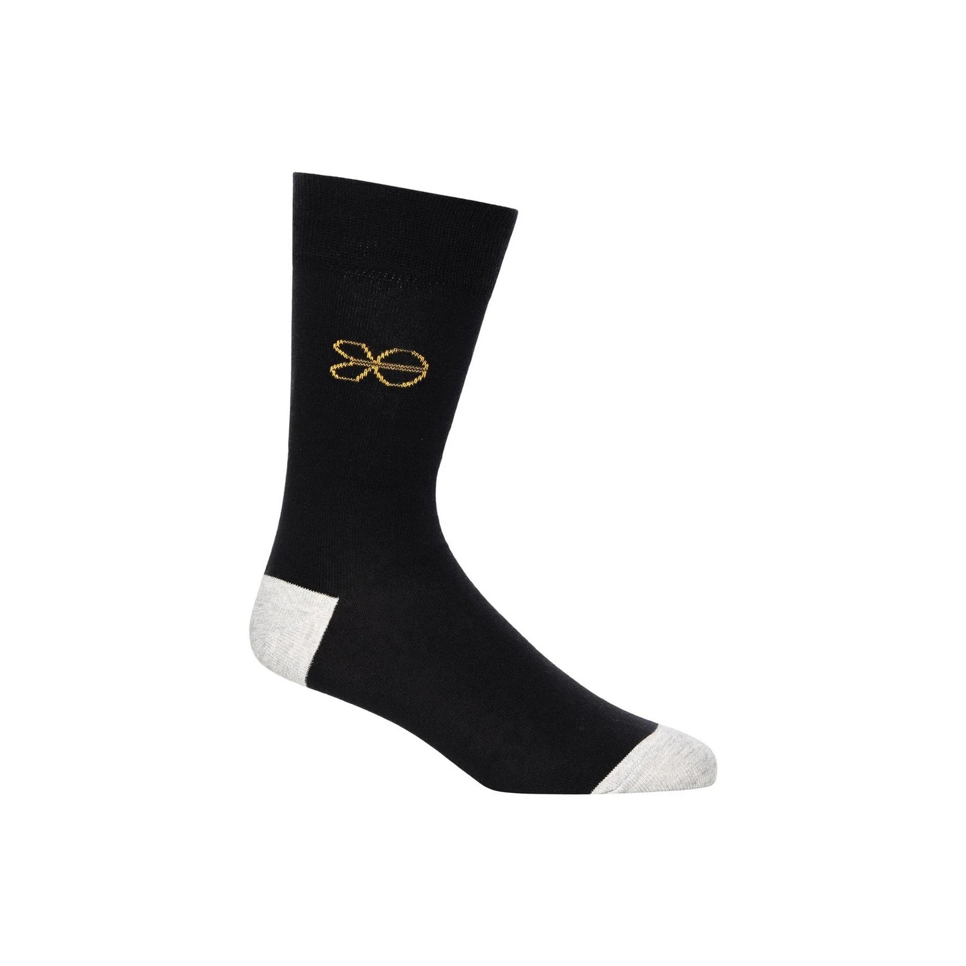 Black - Side - Crosshatch Mens Regaline Crew Socks (Pack of 5)