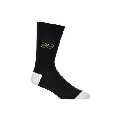Black - Side - Crosshatch Mens Regaline Crew Socks (Pack of 5)