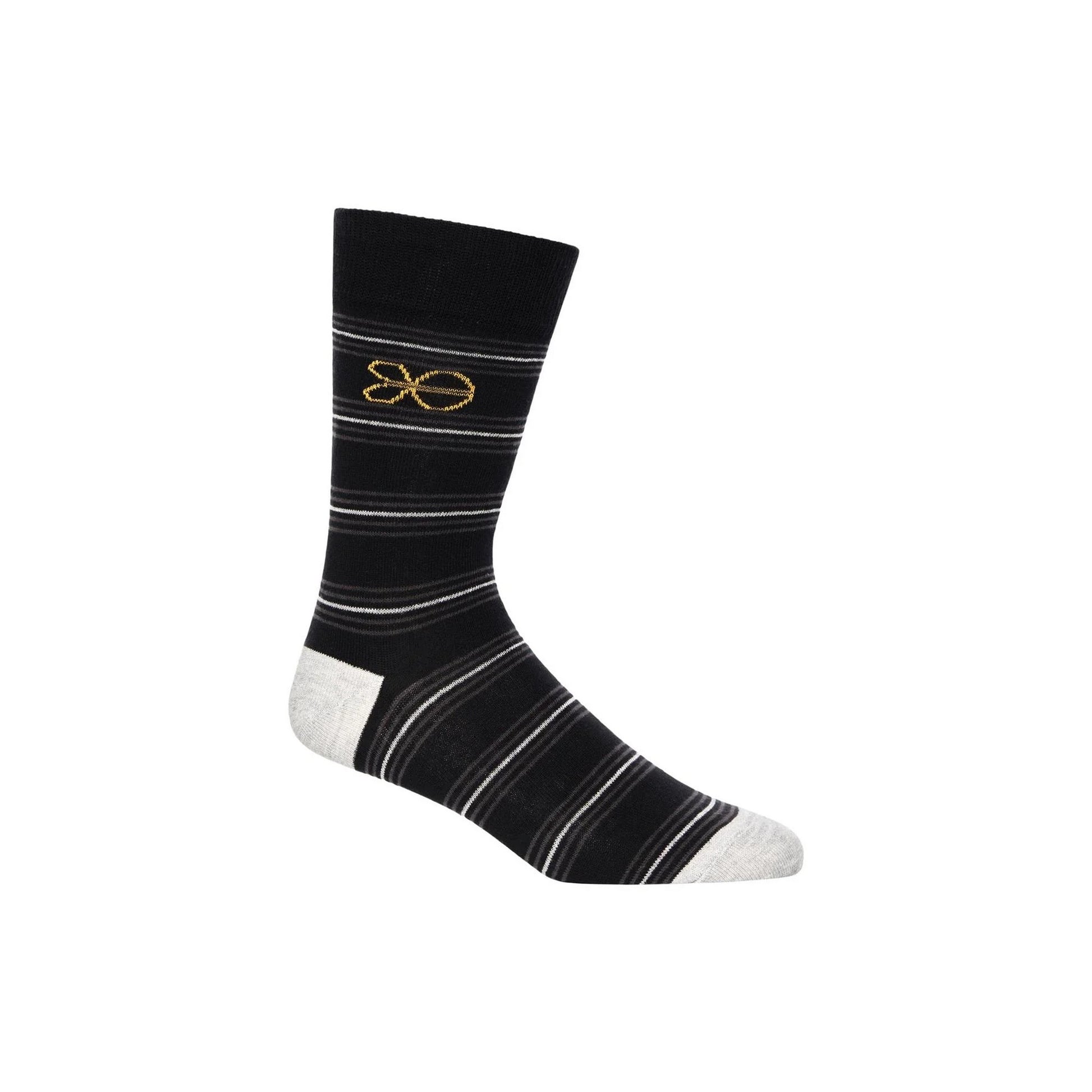 Black - Close up - Crosshatch Mens Regaline Crew Socks (Pack of 5)