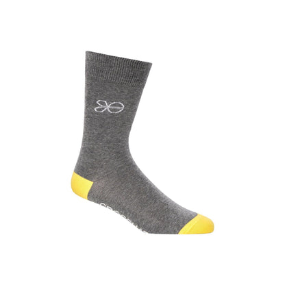 Grey-Multicoloured - Side - Crosshatch Mens Posical Logo Crew Socks (Pack of 5)