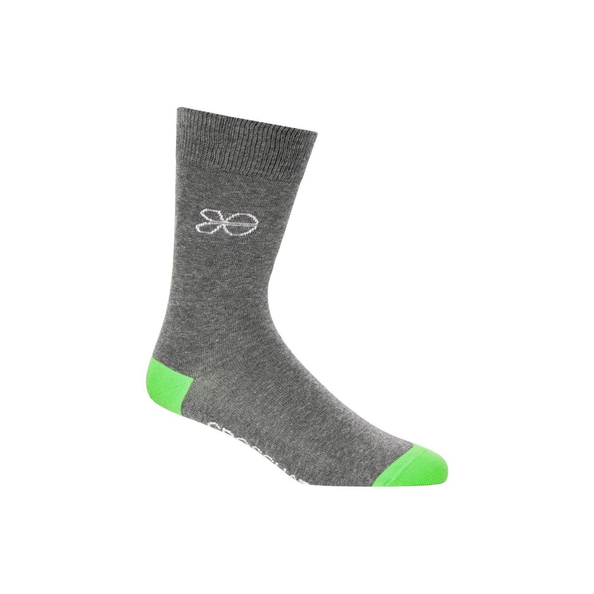 Grey-Multicoloured - Pack Shot - Crosshatch Mens Posical Logo Crew Socks (Pack of 5)