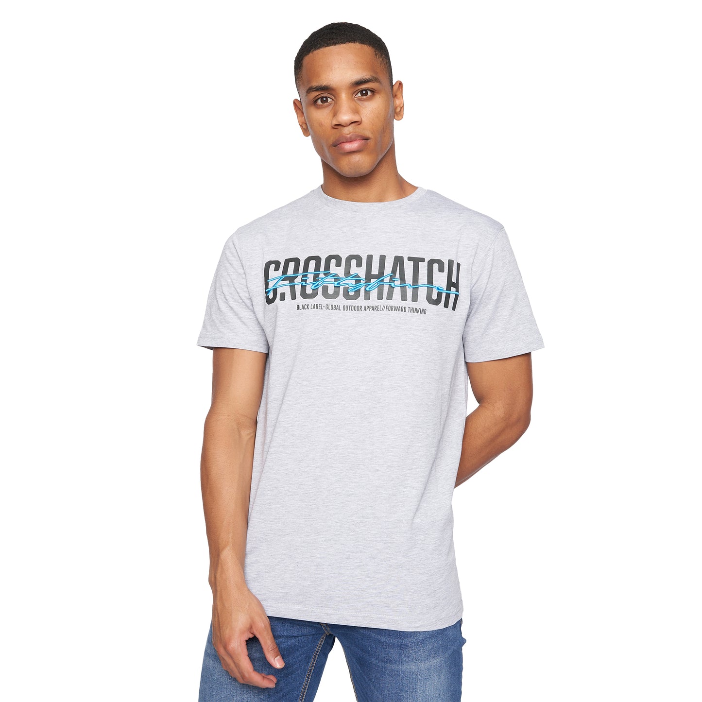 Light Grey Marl - Front - Crosshatch Mens Gooch Logo T-Shirt