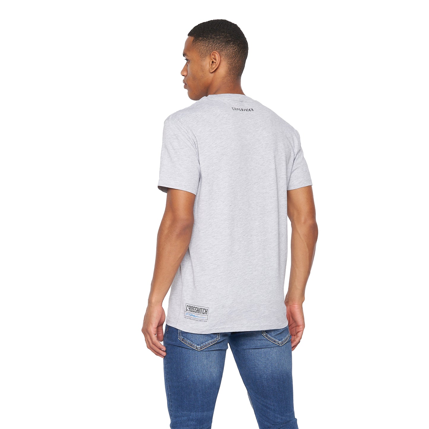 Light Grey Marl - Back - Crosshatch Mens Gooch Logo T-Shirt