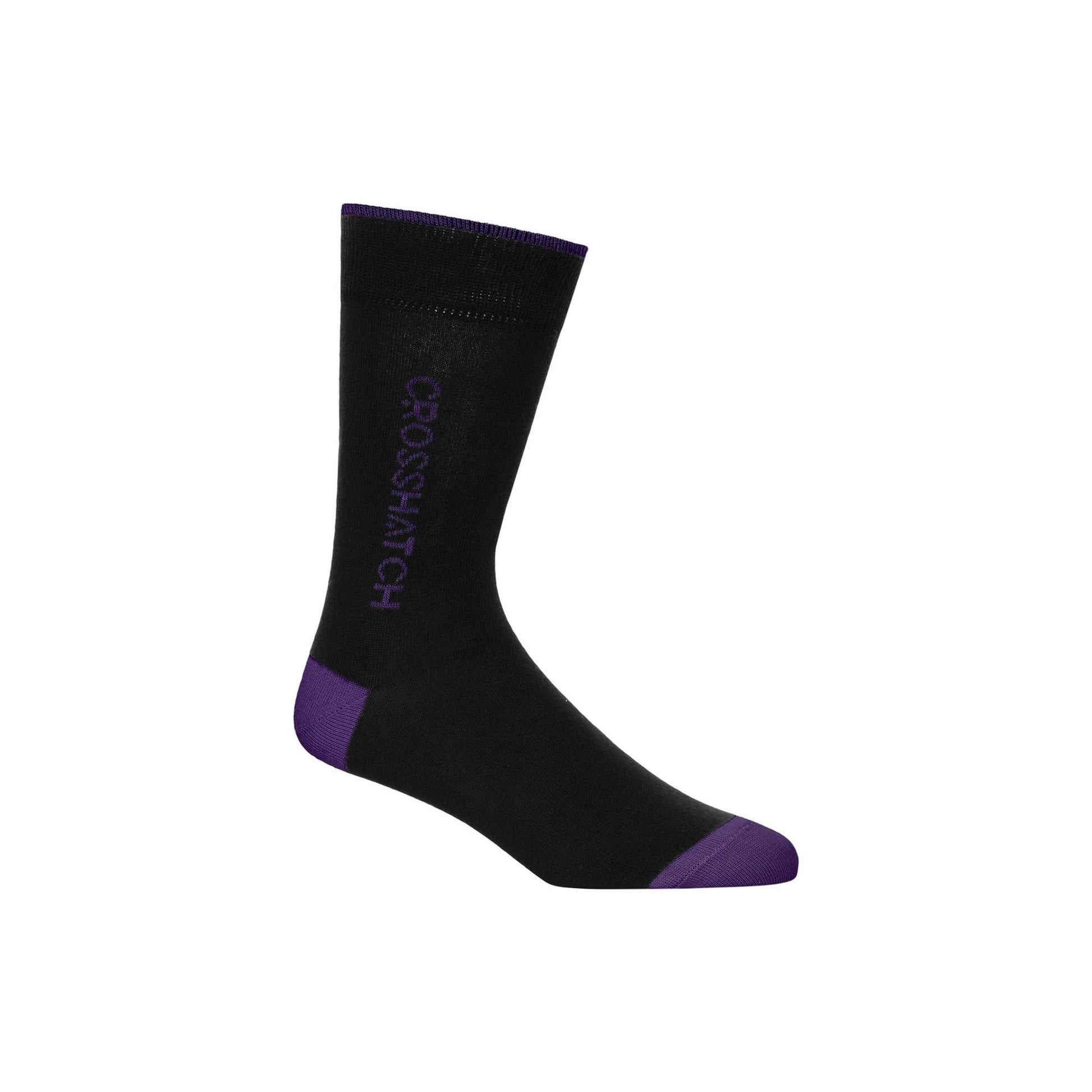 Black-Multicoloured - Pack Shot - Crosshatch Mens Glowbow Crew Socks (Pack of 5)
