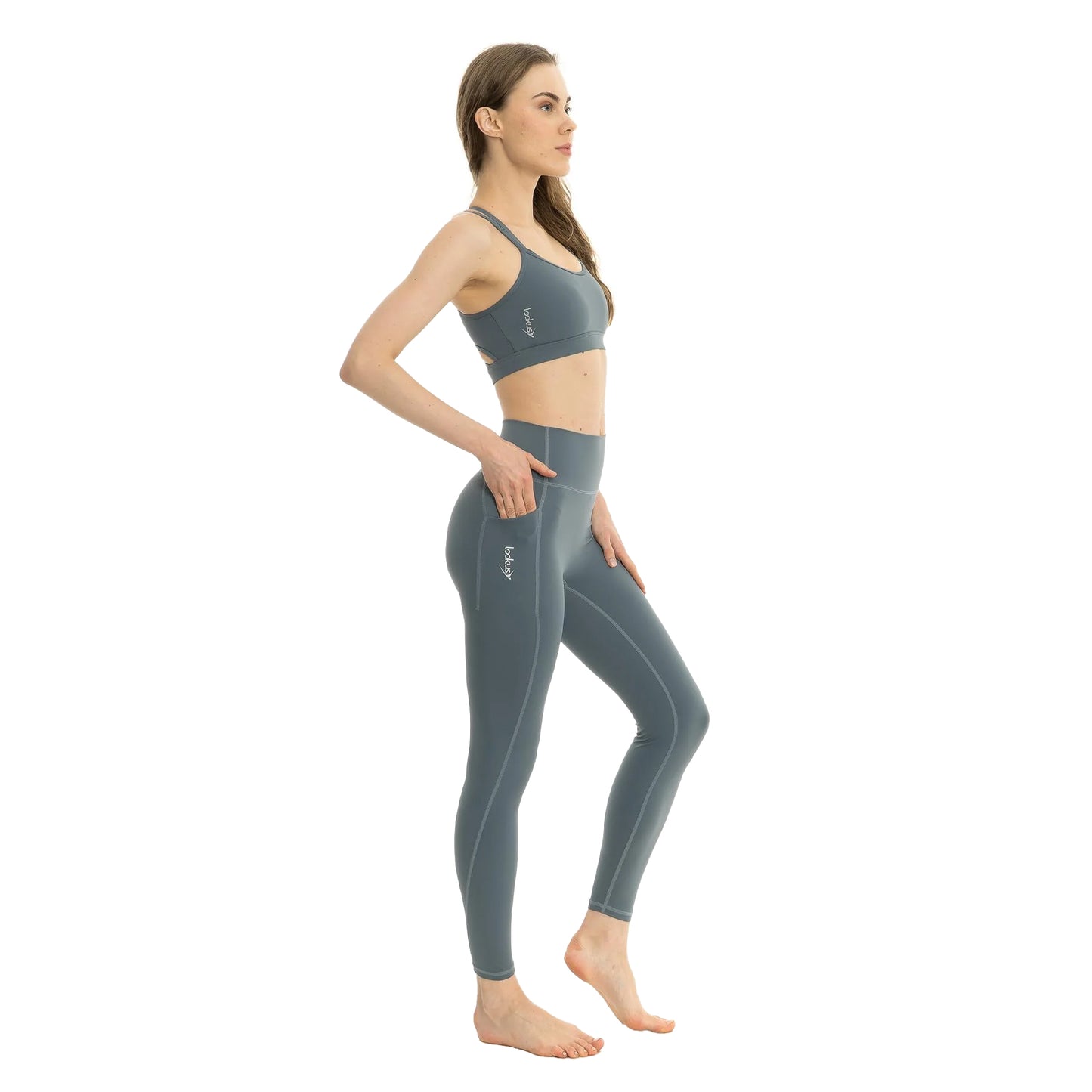 Slate Green - Side - Lookus Womens-Ladies Arya Pocket Leggings