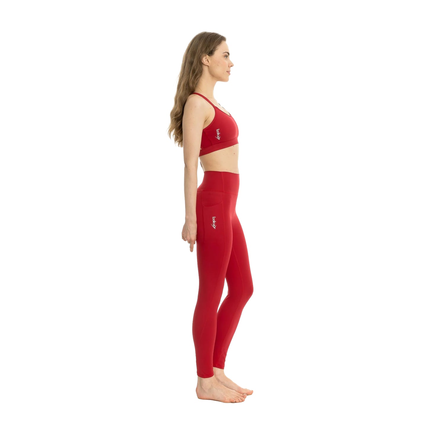 Red - Side - Lookus Womens-Ladies Arya Pocket Leggings