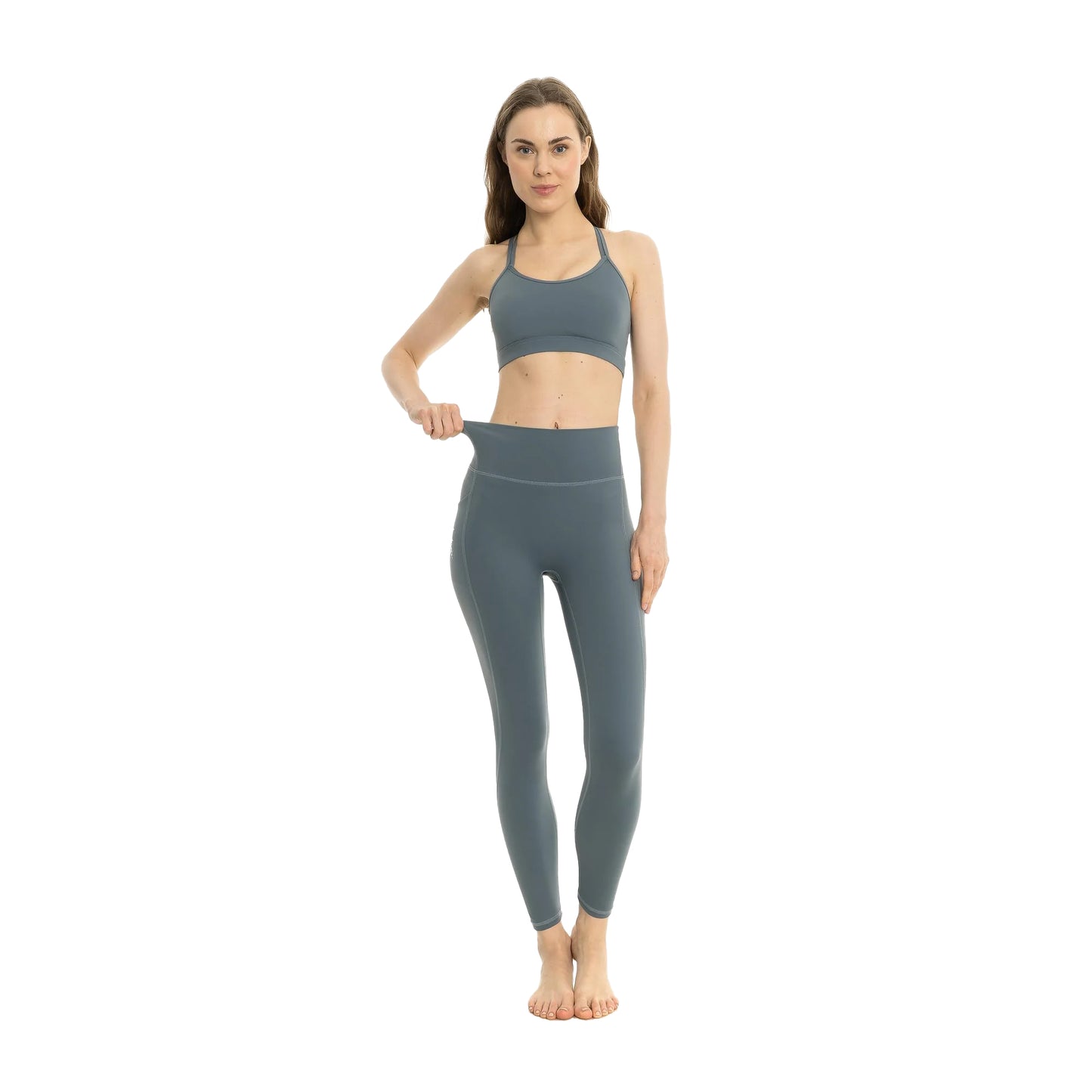 Slate Green - Front - Lookus Womens-Ladies Arya Pocket Leggings
