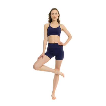 Navy - Back - Lookus Womens-Ladies Summer Pocket Sweat Shorts