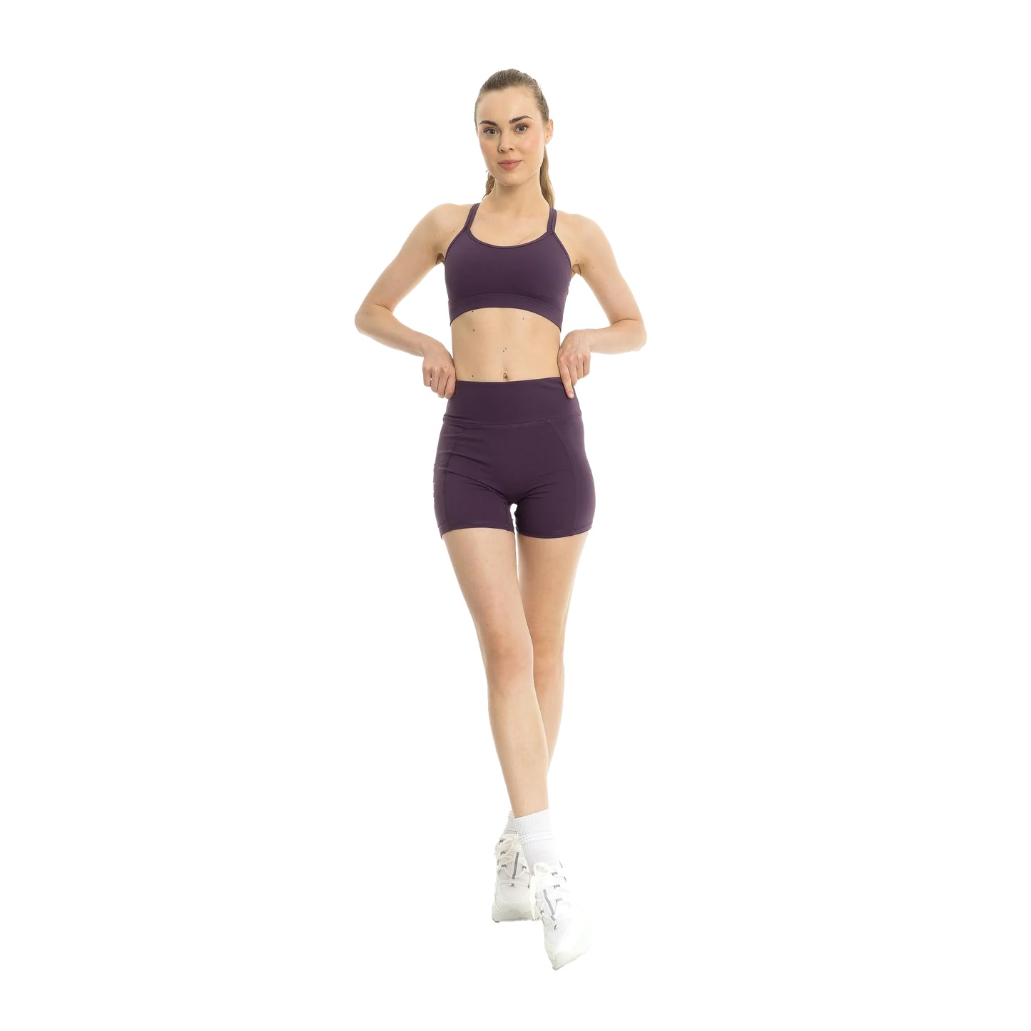 Plum - Front - Lookus Womens-Ladies Summer Pocket Sweat Shorts