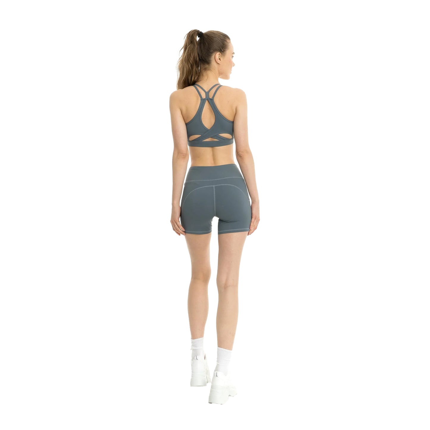 Slate Green - Back - Lookus Womens-Ladies Summer Pocket Sweat Shorts