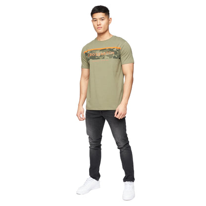 Olive - Side - Crosshatch Mens Neoline Camo T-Shirt