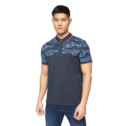 Navy - Front - Crosshatch Mens Brightling Camo Polo Shirt
