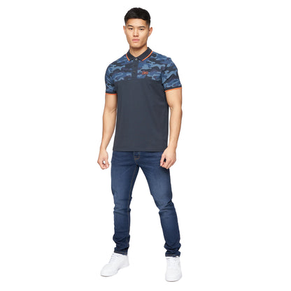Navy - Side - Crosshatch Mens Brightling Camo Polo Shirt