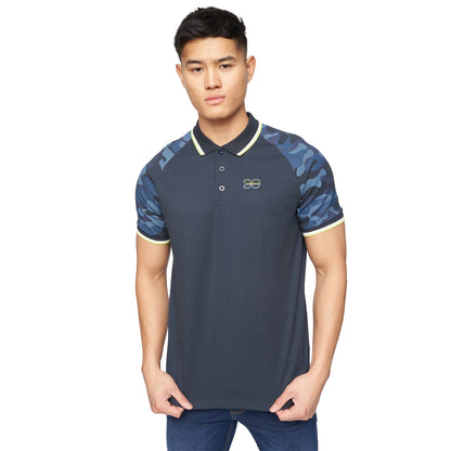 Navy - Front - Crosshatch Mens Cramdark Camo Polo Shirt