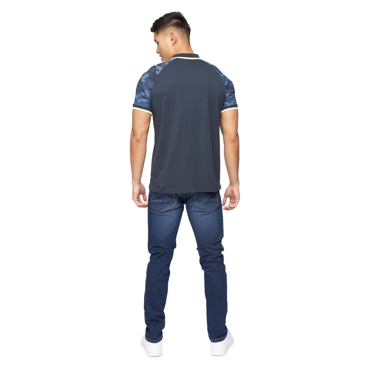 Navy - Back - Crosshatch Mens Cramdark Camo Polo Shirt