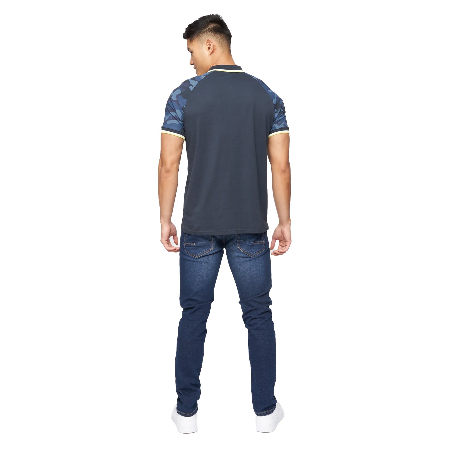 Navy - Back - Crosshatch Mens Cramdark Camo Polo Shirt