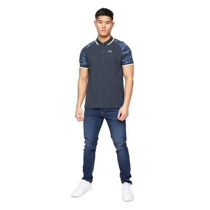 Navy - Side - Crosshatch Mens Cramdark Camo Polo Shirt