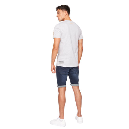 Light Grey Marl - Back - Crosshatch Mens Doddington T-Shirt