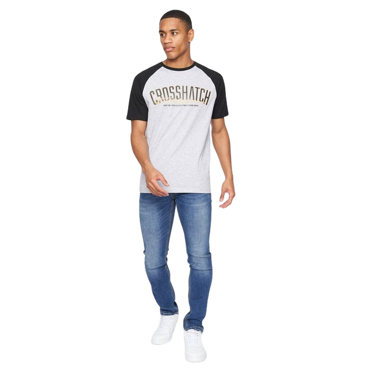 Black-Light Grey Marl - Side - Crosshatch Mens Plotmar T-Shirt