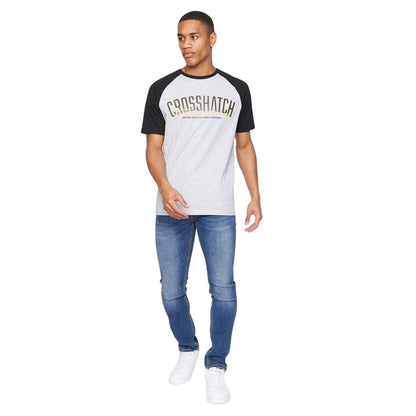 Black-Light Grey Marl - Side - Crosshatch Mens Plotmar T-Shirt