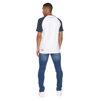 Navy-White - Back - Crosshatch Mens Plotmar T-Shirt