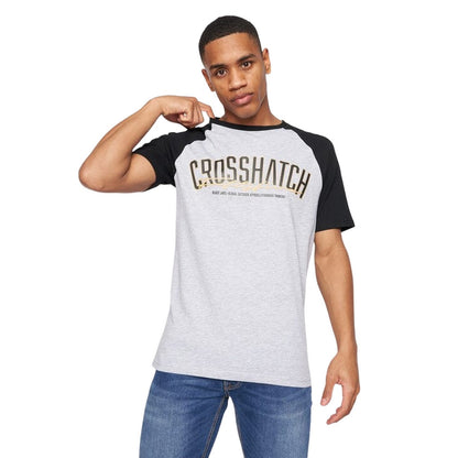 Black-Light Grey Marl - Front - Crosshatch Mens Plotmar T-Shirt